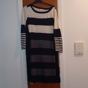 Striped Black Grey and Cream Dress